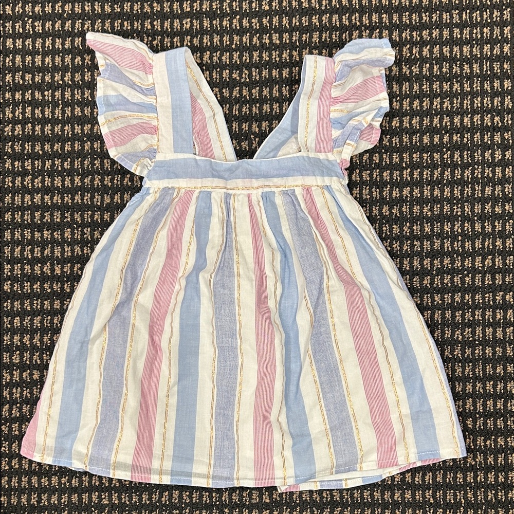 Peek Multicolor Striped Dress with Ruffle Sleeves
